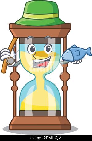 Cartoon Design Konzept der Chronometer beim Angeln Stock Vektor