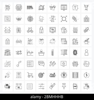 64 Universal Line Icon Pixel Perfect Symbole für Spiele, Trolley, Arbeit, Cart, Datei Vektor Illustration Stock Vektor