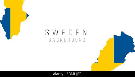 Schweden Flagge Karte Hintergrund. Die Flagge des Landes in Form von Grenzen. Abbildung des Vektorgrafiken Stock Vektor
