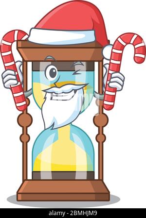 Freundliche Chronometer in Santa Cartoon Charakter hält Weihnachtsgeschenke Stock Vektor
