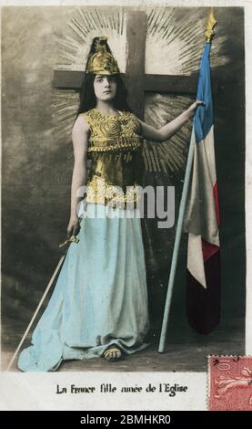 Loi de Separation de l'eglise et de l'Eetat (1905) : allegorie representant la France fille ainee de l'Eglise faisant allusion au lien entre le souvera Stockfoto