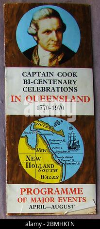 Offizielles Programm Captain Cook Feierlichkeiten zum 200-jährigen Bestehen, Brisbane, Queensland, Australien - 14. April 1970, in Anwesenheit von Queen Elizabeth II. Und dem Herzog von Edinburgh (und anderen Veranstaltungen) auf dem Royal National showgrounds, Brisbane, Queensland Stockfoto