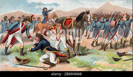 'La mort du General Charles Antoine Desaix de Veygoux (1768-1800) a la bataille de Marengo le 14/06/1800' (der Tod von General Charles Antoine Desaix Stockfoto