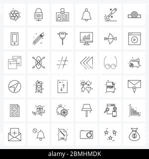 Set von 36 Modern Line Icons der Reinigung, Zeit, Identifikation, Zeitplan, Uhr Vektor Illustration Stock Vektor