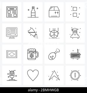 Mobile UI Line Icon Set von 16 modernen Piktogrammen von Verhältnis, Zeichen, Richtung, Tastatur, Symbole Vektor Illustration Stock Vektor