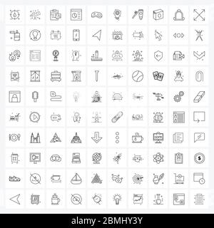 Isolierte Symbole Set von 100 Simple Line Icons von Lebensmitteln, Web-Vorlage, Aufruf, Webseite, Web Vector Illustration Stock Vektor