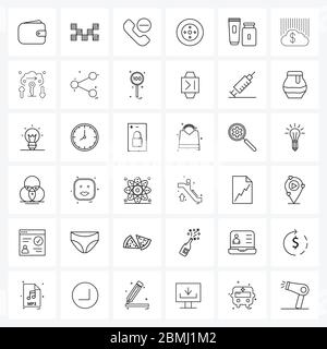 36 Universal Line Icon Pixel Perfect Symbole von Damen, Rohr, Ruf, Creme, Form Vektor Illustration Stock Vektor