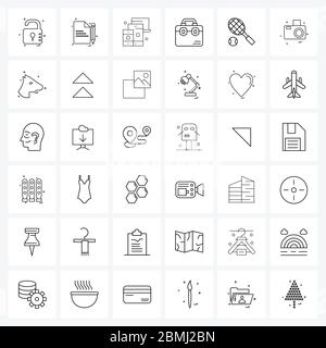 36 Universal Icons Pixel Perfect Symbole für Sport, Handtasche, Computer, Tasche, Smartphone Vektor Illustration Stock Vektor