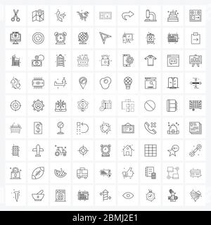 Einfaches Set von 81 Line Icons wie Socket, Anruf, Shopping, Store Vector Illustration Stock Vektor