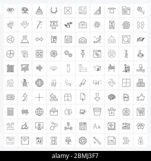 100 Universal Icons Pixel Perfect Symbole des Elektrokardiogramms, löschen, süß, schließen, Pferd Vektor Illustration Stock Vektor