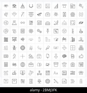 100 Universal Icons Pixel Perfect Symbole des Elektrokardiogramms, löschen, süß, schließen, Pferd Vektor Illustration Stock Vektor