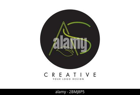 Blatt Buchstaben ALS S und kreatives Swoosh und Black Circle Logo Design. Eco Letter Vektorgrafik. Stock Vektor