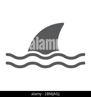 Shark Glyph Symbol, Ozean und Raubtier, gefährliche Fische Zeichen Vektorgrafiken, ein solides Symbol auf weißem Hintergrund, eps 10. Stock Vektor