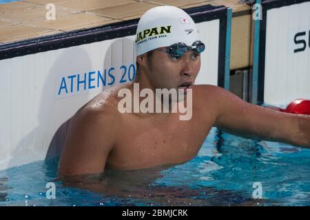 Kosuke Kitajima (JPN) bei den Olympischen Sommerspielen 2004 in Athen, Griechenland, bei der 200-Meter-Brustpanzer der Männer. Stockfoto