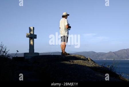 Cabo de Finisterre (fin del Camino de Santiago). La Coruña. Galicien. España Stockfoto