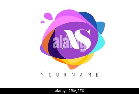 Buchstaben ALS S-Logo mit buntem Splat und geometrischen Formen. Abstrakte Buchstaben mehrfarbige Vektor-Design-Vorlage Elemente für Ihre Anwendung oder CO Stock Vektor