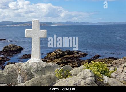 Cabo de Finisterre (fin del Camino de Santiago). La Coruña. Galicien. España Stockfoto