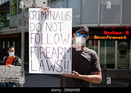 Die Kanadier protestieren gegen das Waffenverbot von Premierminister Justin Trudeau Stockfoto