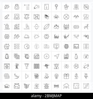 81 editierbare Vektorliniensymbole und moderne Suchsymbole, Pfeil, Pfeil, Smartphone, Sicherheit Vektorgrafik Stock Vektor