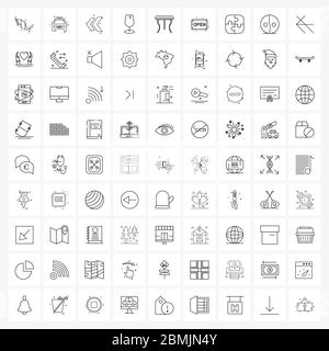 81 Interface Line Icon Set mit modernen Symbolen auf Logistik, zerbrechlich, Transport, Lieferung, links Vektor Illustration Stock Vektor