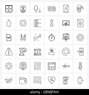 36 Universal Line Icon Pixel Perfect Symbole für Info, Kontakt, Musik, Karte, Zahlung Vektor Illustration Stock Vektor