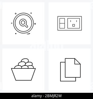 UI Set von 4 Basic Line Icons von ui, Mahlzeit, Suche, uns, Bucket Vektor Illustration Stock Vektor