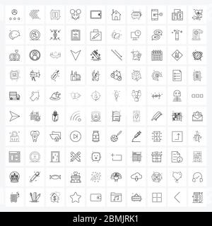 Satz von 100 UI Icons und Symbole für Geld, Maus, Taste, Mäuse, Kopf Vektor Illustration Stock Vektor