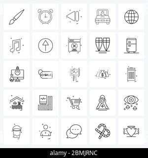 UI Set von 25 Basic Line Icons von Erde, Service, ui, Schutz, Auto Vektor Illustration Stock Vektor