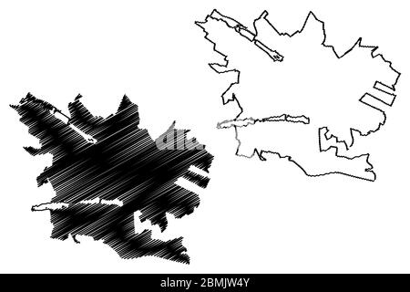 Chmelnyzkyj Stadt (Ukraine) Karte Vektor-Illustration, Skizze kritzelniert Stadt Proskuriv Karte Stock Vektor