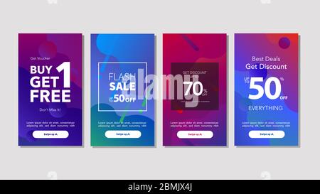 Dynamische moderne Fluid Mobile für Flash Sale Banner. Erhalten Sie Coupon Discount Sale Banner Vorlage Design, Sommer Sale Discount Sonderangebot Set. Stock Vektor