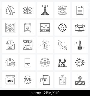 Satz von 25 einfachen Linien-Icons für Web und Print wie Daten, Datei, Vektor, Server, Link Vektor Illustration Stock Vektor