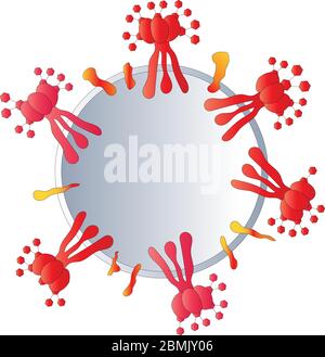 Coronavirus Virion Struktur. 2019-nCoV, Covid-2019, Covid-19 neuartige Coronavirus-Bakterien. Isolierter Vektor. Stock Vektor