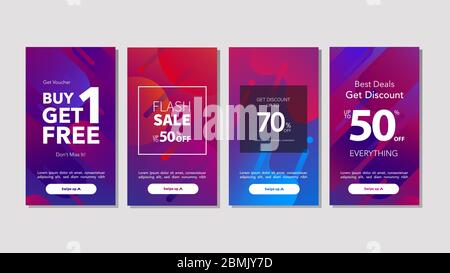 Dynamische moderne Fluid Mobile für Flash Sale Banner. Erhalten Sie Coupon Discount Sale Banner Vorlage Design, Sommer Sale Discount Sonderangebot Set. Stock Vektor