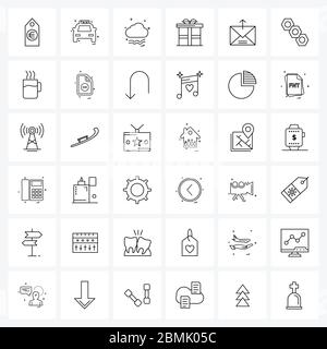 36 Universal Icons Pixel Perfect Symbole für Nachricht, E-Mail, Wetter, Winter, Geschenk Vektor Illustration Stock Vektor