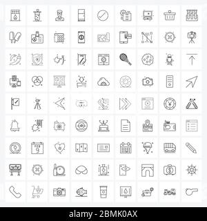 81 Universal Line Icons für Web und Mobile Kreis, Häkchen, virtuelle Brille, Check, Kühlschrank Vektor Illustration Stock Vektor