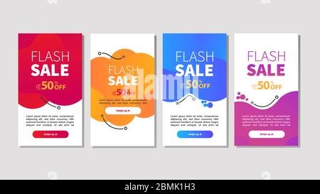 Dynamische moderne Flüssigkeit mobile für Flash-Verkauf Banner. Verkauf Banner Vorlage Design, Flash Verkauf Sonderangebot Set Stock Vektor