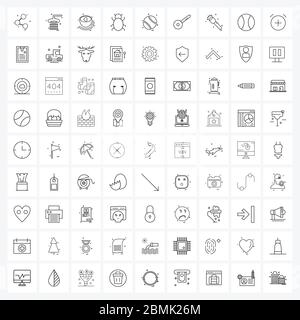 Set von 81 Simple Line Icons von Basketball, Insekt, Liebe, Defekt, Kaffee Vektor Illustration Stock Vektor