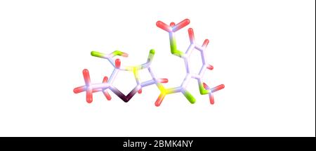 Meticillin ist ein Beta-Lactam-Antibiotikum mit schmalem Spektrum der Penicillin-Klasse. Es sollte nicht mit dem Antibiotikum Metacyclin verwechselt werden. 3d-Grafik Stockfoto