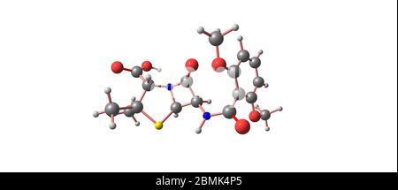 Meticillin ist ein Beta-Lactam-Antibiotikum mit schmalem Spektrum der Penicillin-Klasse. Es sollte nicht mit dem Antibiotikum Metacyclin verwechselt werden. 3d-Grafik Stockfoto