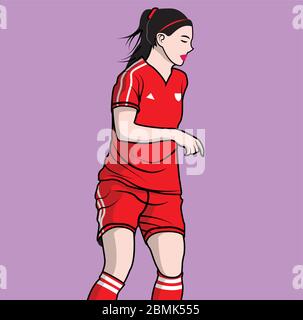 Frau Fußball mit lila Hintergrund, Vektor, Illustration Stock Vektor