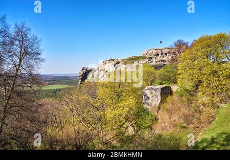 Burgruine Regenstein in Blankenburg. Nationalpark Harz. Sachsen-Anhalt, Deutschland. Stockfoto