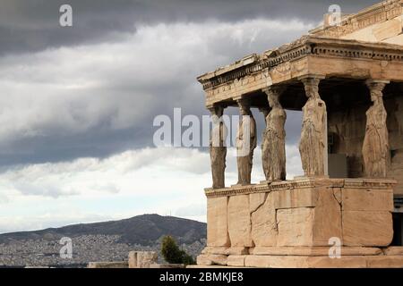 Der Tempel von Erechtheio auf der Athener Akropolis, Griechenland. Stockfoto