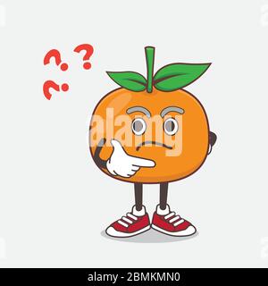 Eine Illustration von Mandarin Orange Cartoon Maskottchen Charakter in einer verwirrten Geste Stock Vektor