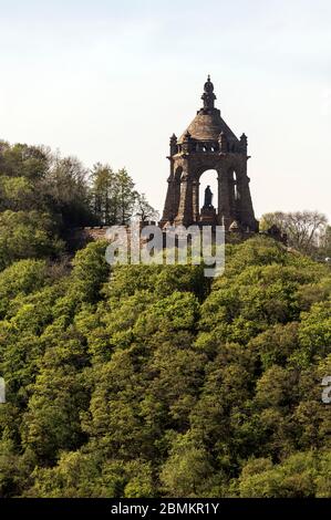 Porta Westfalica bei Minden, Kaiser-Wilhelm-Denkmal Stockfoto