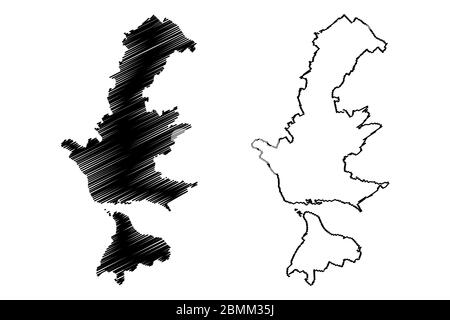 Kremenchuk Stadt (Ukraine, Poltava Oblast) Karte Vektorgrafik, Skizze Skizze Stadt Kremenchug Karte Stock Vektor