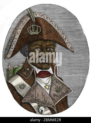 Portrait de Jean Jacques Dessalines (1758-1806), empereur d'Haiti, en tenue de ceremonie. 1806. Il fut l'un des dirigeants de la Revolte d'Haiti et le Stockfoto