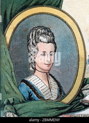 Portrait de Suzanne Kerchod, Madame Necker (1737-1794) femmes de lettres et salonniere suisse - Gravure tiree de 'Femmes illustrres' de Gustave Demouli Stockfoto