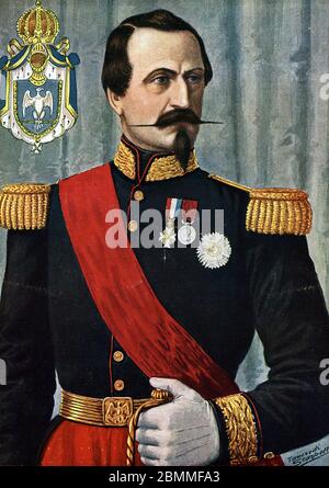 'Portrait de Louis Napoleon Bonaparte puis empereur Napoleon III (1808-1873)' Illustration de Tancredi Scarpelli (1866-1937) tiree de 'Storia d'Italia Stockfoto