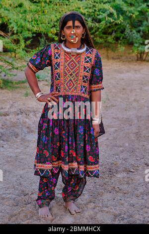 Indien, Gujarat, Kutch, Banni Bezirk, Jat Frauen, muslimische Bevölkerung Stockfoto