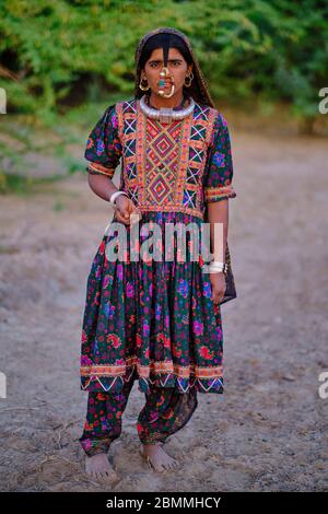 Indien, Gujarat, Kutch, Banni Bezirk, Jat Frauen, muslimische Bevölkerung Stockfoto